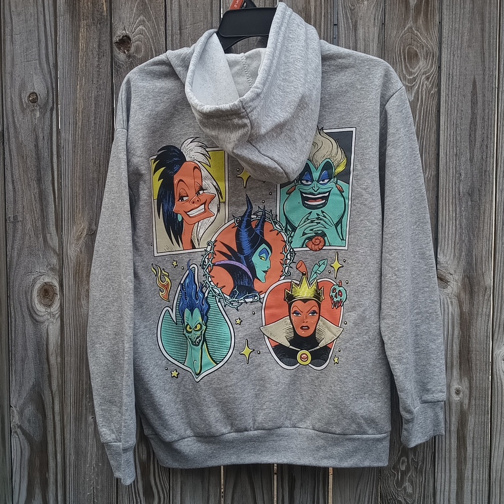 Wicked Disney Villains Gray Hoodie unisex Size X-Small Halloween party NWOT